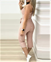 Load image into Gallery viewer, Cropped Jumpsuit With Striped Straps

