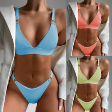 Load image into Gallery viewer, 2pcs Bikini Solid Color Small Circle Accent Swimsuit

