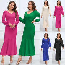 Load image into Gallery viewer, Women&#39;s Fashion Temperament V-neck Long Sleeve Dress
