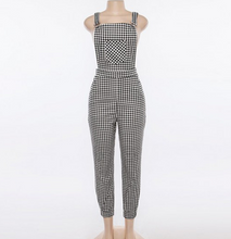 Load image into Gallery viewer, Checkerboard Plaid Jumpsuit Black and White Pants

