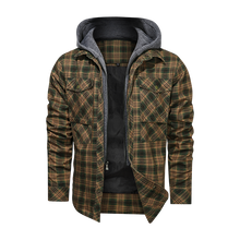 Load image into Gallery viewer, Men Long-sleeved Plaid Jacket Regular Fit Fleece Detachable Hoodies Jackets
