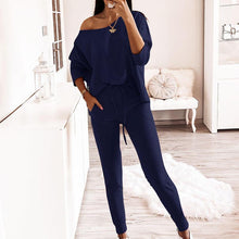 Load image into Gallery viewer, Solid Color Long Sleeve Off Shoulder 2-Piece Suit
