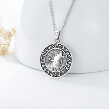 Load image into Gallery viewer, Viking Wolf Necklace Viking Jewelry Viking Runes Coin Wolf Pendant for Men Women

