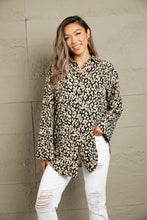 Load image into Gallery viewer, Double Take Leopard Roll-Tap Sleeve Shirt
