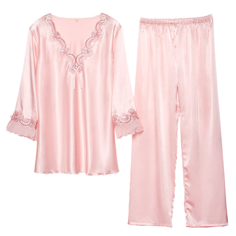 Women's 2 Piece Silky Loungewear Pajama Set