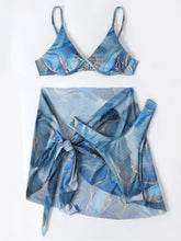 Load image into Gallery viewer, Marble Printed Lingerie 3pcs Bikini Swimwear Summer

