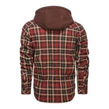 Load image into Gallery viewer, Men Long-sleeved Plaid Jacket Regular Fit Fleece Detachable Hoodies Jackets
