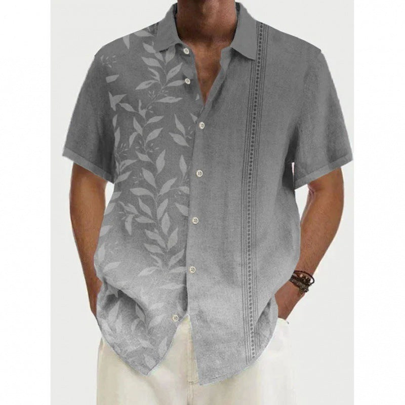 Hawaiian Short Sleeve Gradient Color 3D Digital Printing Shirt