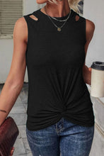 Load image into Gallery viewer, Twisted Hem Cutout Round Neck Tank
