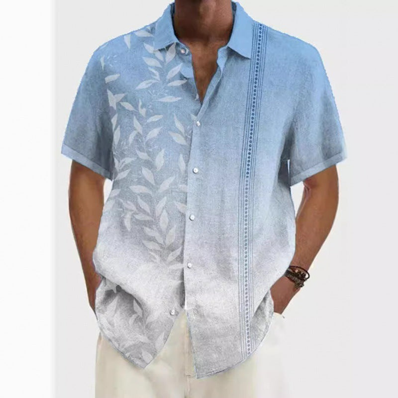 Hawaiian Short Sleeve Gradient Color 3D Digital Printing Shirt