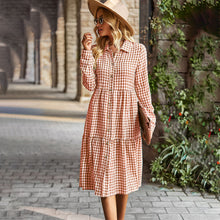 Load image into Gallery viewer, Wide Hem Long Sleeve Dress Plaid Casual Dress
