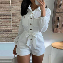 Load image into Gallery viewer, White woven casual jumpsuit
