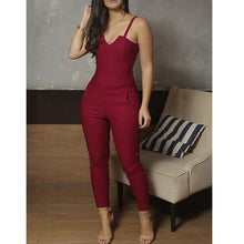 Load image into Gallery viewer, Ladies Summer Solid Color Skinny Jumpsuit High Stretch Suspender Jumpsuit
