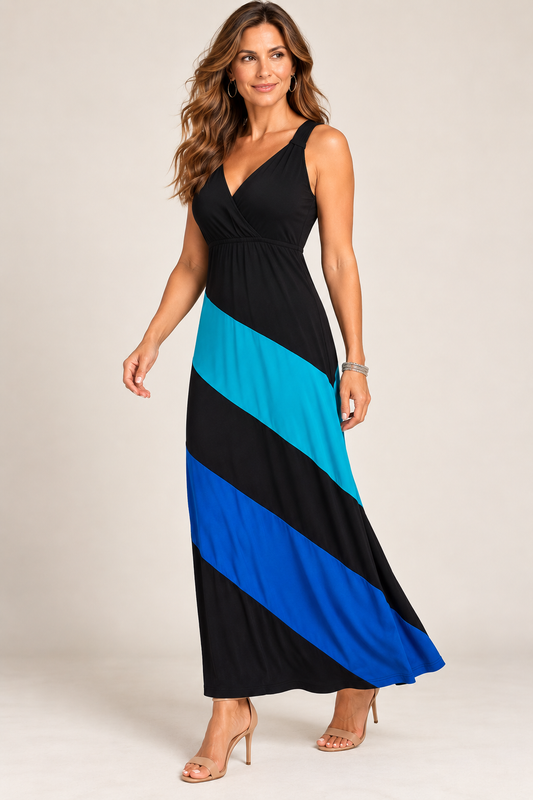 Long Color Blocked Dress Size Medium