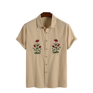 Uropean Men''s Casual Short Sleeved  Quick Sell Embroidered Men''s Shirt