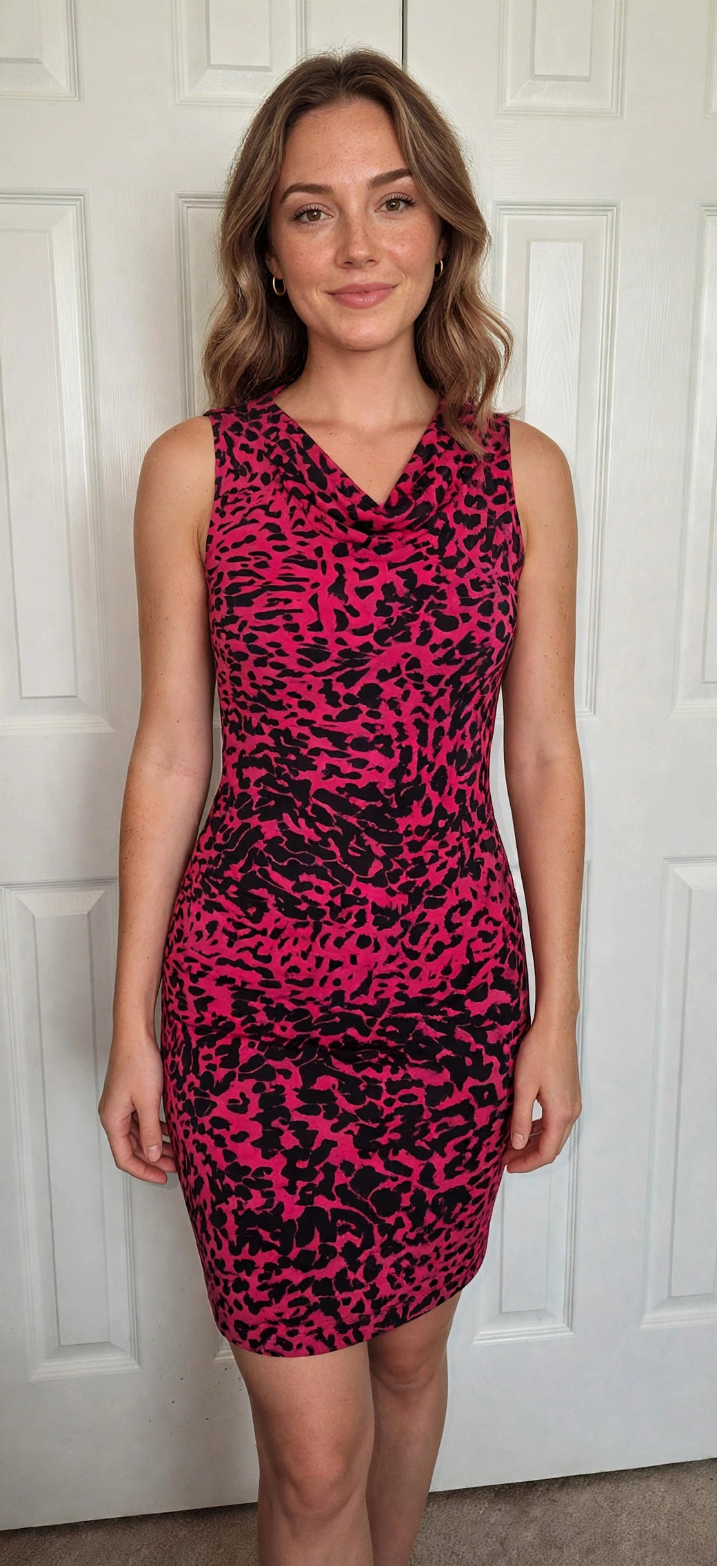 Buttery Soft Raspberry and Black Bodycon Women's Sleeveless Dress Size Small