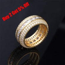 Load image into Gallery viewer, TOPGRILLZ Baguette Zircon Men&#39;s Ring Copper Material Charm Gold Silver Color AAA Cubic Zircon Iced RING Fashion Hip Hop Jewelry
