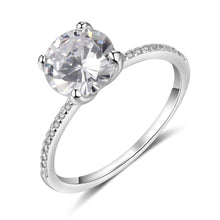 Load image into Gallery viewer, JewelOra Silver color Ring with Cubic Zirconia Classic Style Wedding Engagement Rings for Women Bridesmaid Gifts
