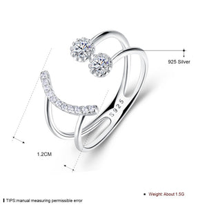 Resizable 925 Sterling Silver Ring Sparkling Cubic Zirconia Smile Face Design Adjustable Ring S925 Silver Jewelry (Lam Hub Fong)