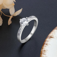 Load image into Gallery viewer, JewelOra Silver color Ring with Cubic Zirconia Classic Style Wedding Engagement Rings for Women Bridesmaid Gifts

