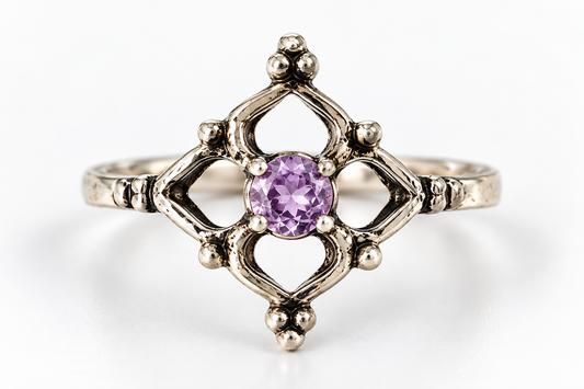 Witches Knot And Amethyst Ring Size 7