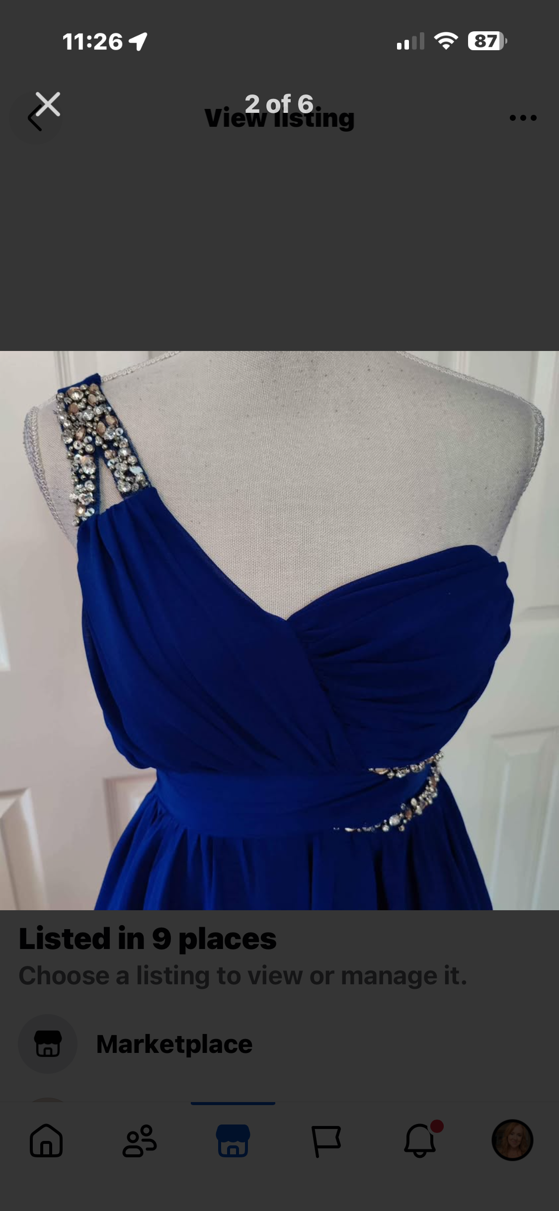 Royal Blue One-Shoulder Rhinestone Cocktail Dress