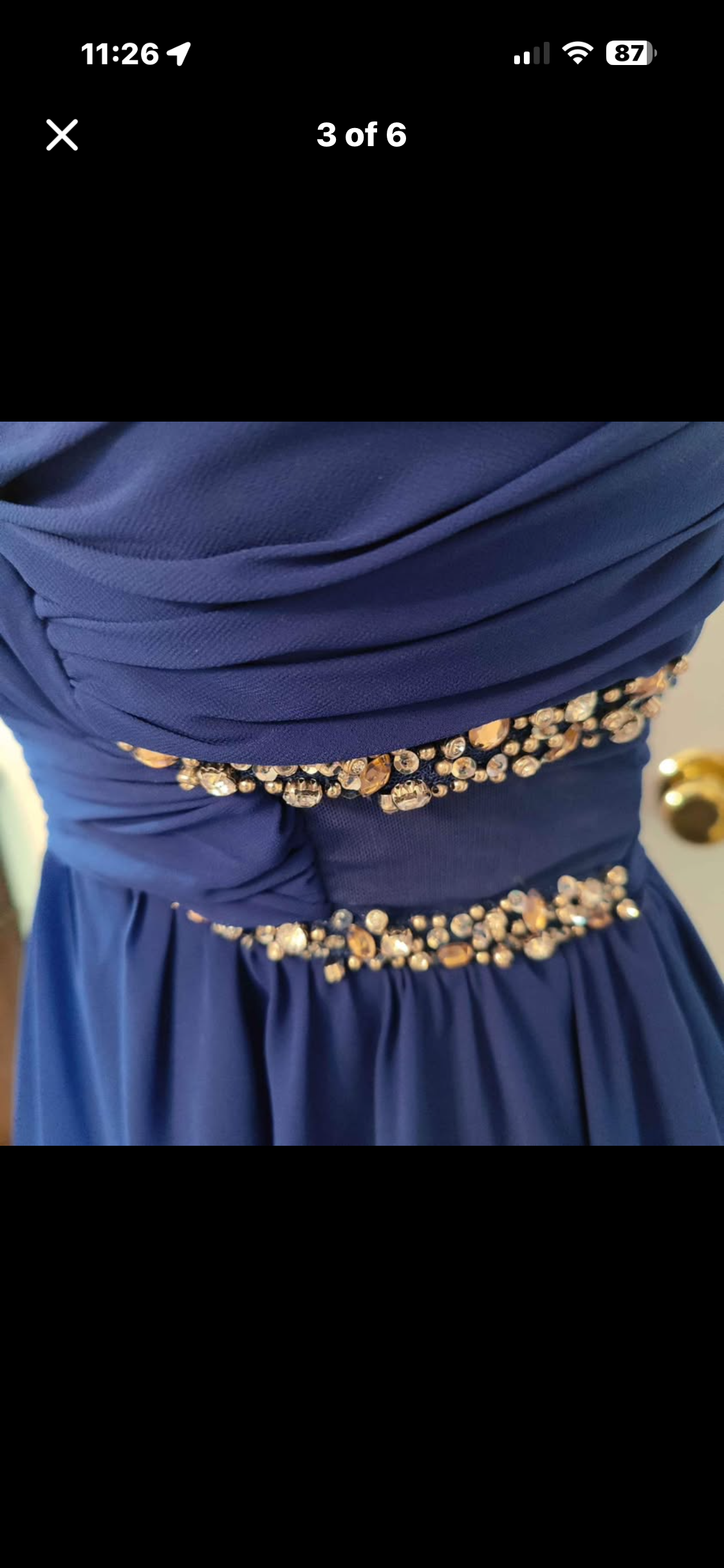 Royal Blue One-Shoulder Rhinestone Cocktail Dress