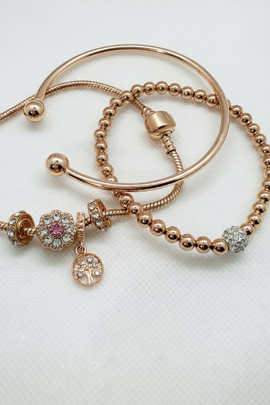 Pandora Style Pretty in Pink Charm Bracelet