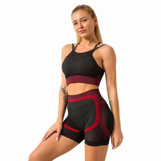 Athletic Wear 2 pc Be Fit Quick Dry Breathable Seamless Sports Bra and Yoga Workout Shorts