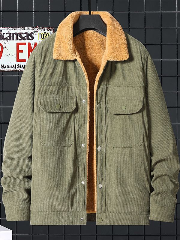 Corduroy Fleece Padded Coat Trendy Men