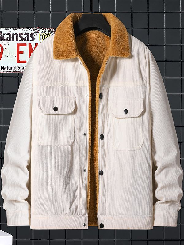 Corduroy Fleece Padded Coat Trendy Men