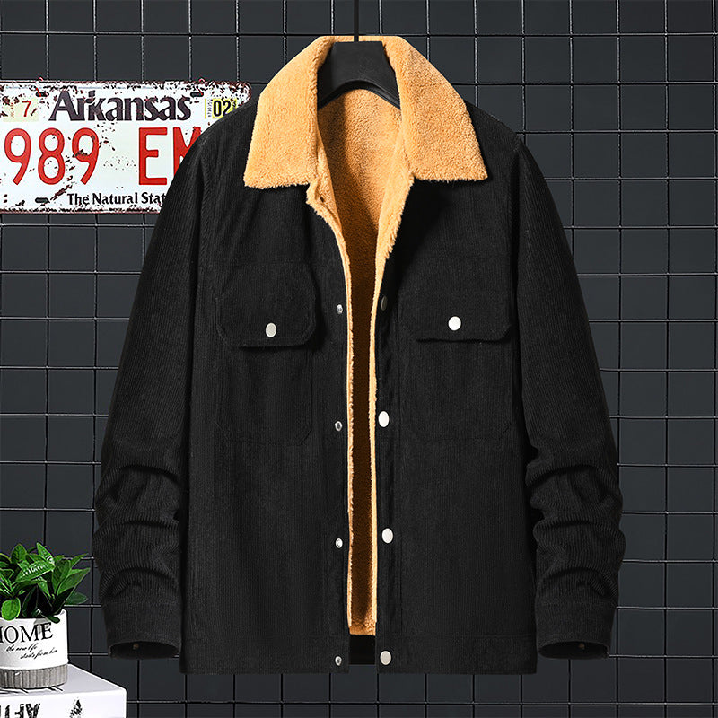 Corduroy Fleece Padded Coat Trendy Men