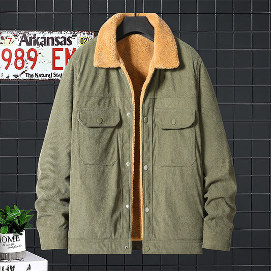 Corduroy Fleece Padded Coat Trendy Men