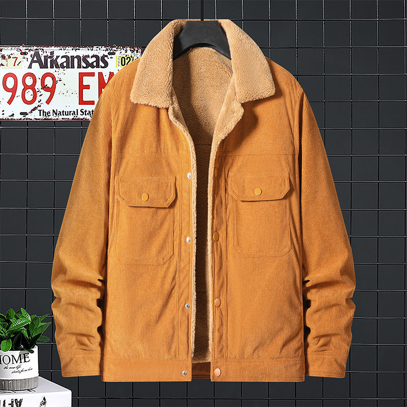 Corduroy Fleece Padded Coat Trendy Men