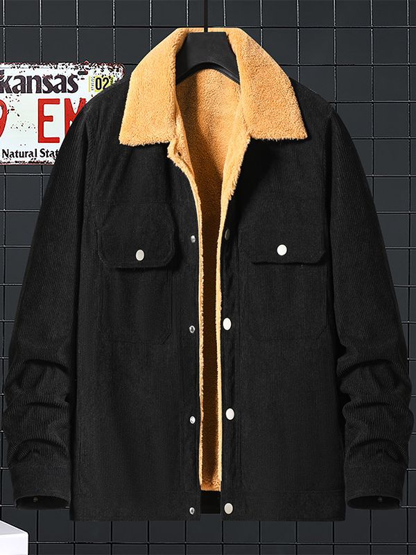 Corduroy Fleece Padded Coat Trendy Men