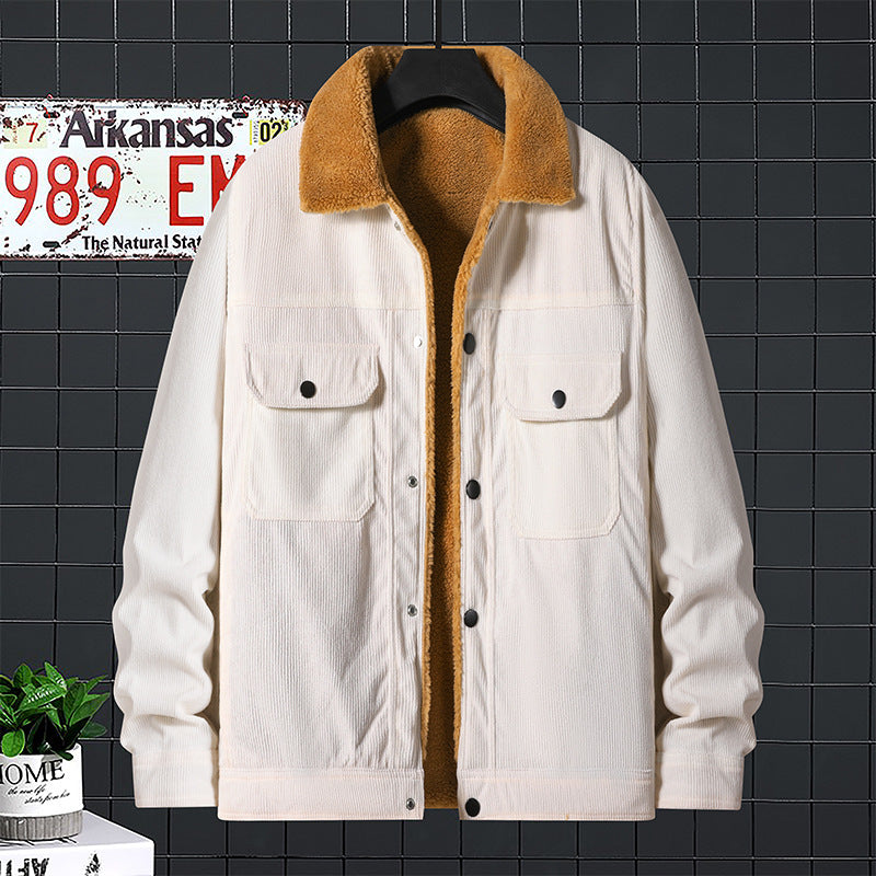 Corduroy Fleece Padded Coat Trendy Men