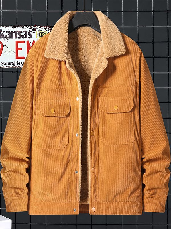 Corduroy Fleece Padded Coat Trendy Men