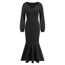 Load image into Gallery viewer, Women&#39;s Fashion Temperament V-neck Long Sleeve Dress

