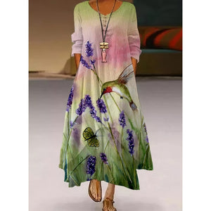 2022 Fashion Summer Maxi Dress Women's Printed Sundress Casual Short Sleeve Vestidos Female High Waist Robe Femme