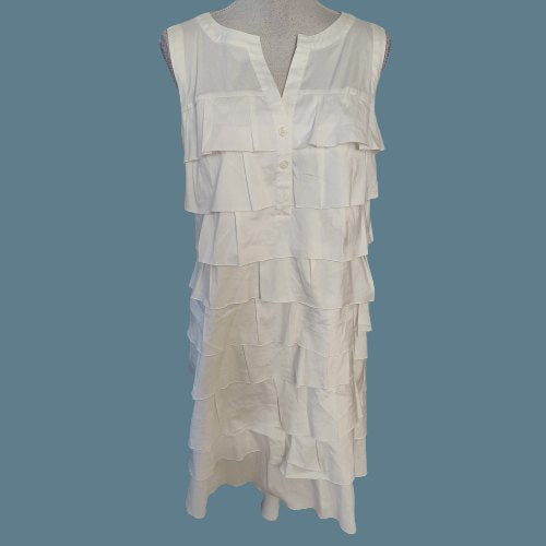 Sleeveless Split Neck Tiered Ruffled Summer Dress Size 12