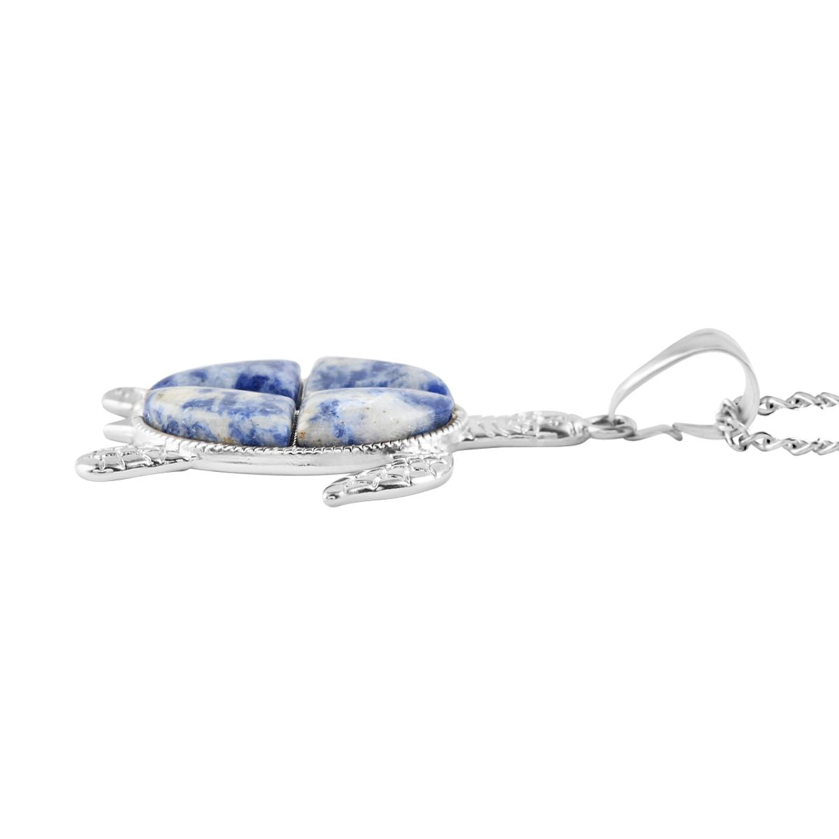 Sodalite Turtle Pendant Necklace 18 Inches