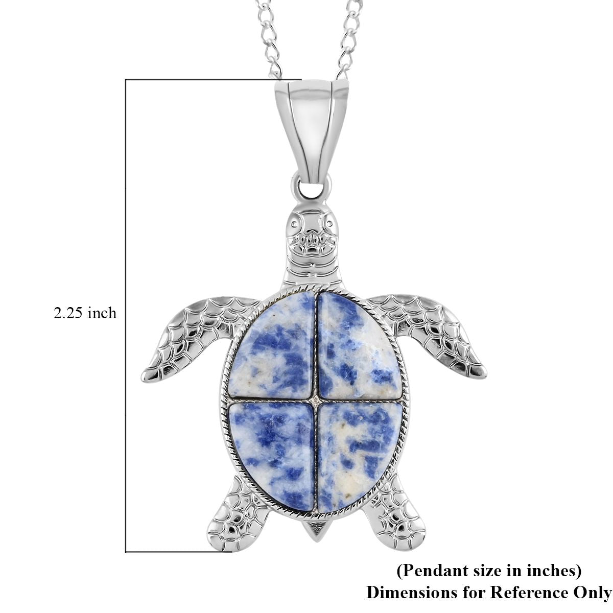 Sodalite Turtle Pendant Necklace 18 Inches