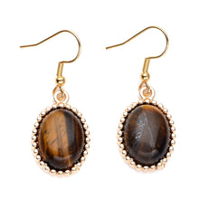 Load image into Gallery viewer, South African Yellow Tiger&#39;s Eye 5 Stone Bracelet (7.50-9.0In) and Dangle Earrings
