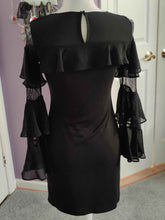 Load image into Gallery viewer, White House Black Market Black Ruffle Bell Lace Sleeve Dress
