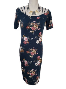Women's Soft Knit Floral Print Pencil Dress Size Large New