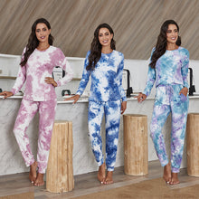 Load image into Gallery viewer, Two-piece Casual Tie-dye Pajamas Long-sleeved Trousers Home Service Suit
