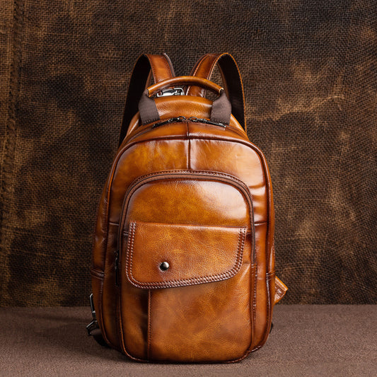 Travel Multifunctional Men's First Layer Cowhide Bag