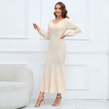 Load image into Gallery viewer, Women&#39;s Fashion Temperament V-neck Long Sleeve Dress
