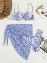 Load image into Gallery viewer, Three-piece Floral Bikini Beach Coverup
