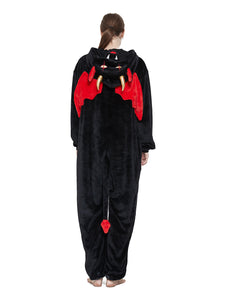 Adult Kigurumi Devil Onesies Flannel Cute Animal Pajamas Sets Kids Winter Demon Nightie Pyjamas Sleepwear Homewear